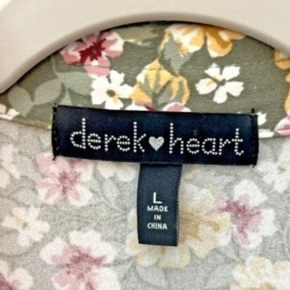 Derek Heart Floral Ruffle Long Sleeve Dress Collared Button Front Size L - Picture 2 of 11